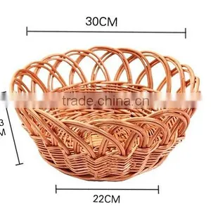 100% Handmade New Design Small Fruit Tray Round Wicker Fruit Basket Decoration Wholesale thumbnail-1