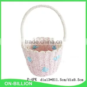 Handmade Woven Red Pink Rope Easter Egg Basket thumbnail-4