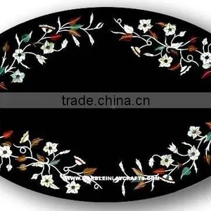 Antique Marble Inlay Table Top, Pietra Dura Marble Table Top thumbnail-1