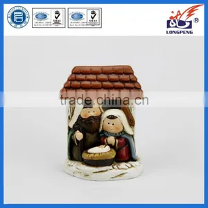 Christmas Ceramic Cartoon Religion Holy Family for Decoration With LED Lights thumbnail-1