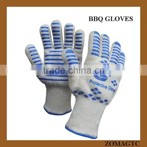 China Five Finger Heat Resistant Nomex Grill Gloves Silicone BBQ Gloves thumbnail-2