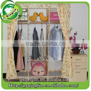 Simple Folding Oxford Fabric High Qulity Solid Wood Bedroom Wardrobes thumbnail-1