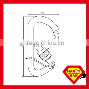 35KN With Captive Pin Connecting Devices Steel D Safety Carabiner Hook thumbnail-2
