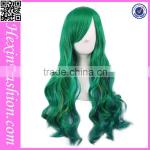 New Arrival 68 CM Loose Wave Green Silk Wig Cap thumbnail-2