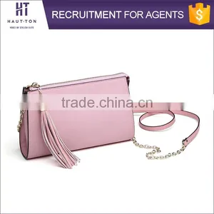 China Wholesale Ladies Small Pink Messenger Bags High Quality Popular Women Genuine Split Cow Leather Strap Shoulder Bag thumbnail-4