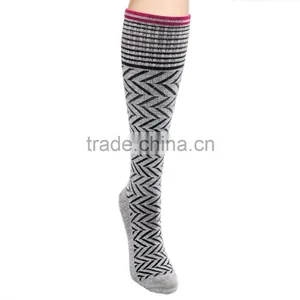 Women's Chevron Compression Socks With Merino Wool and Bamboo thumbnail-3