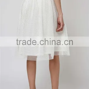 Latest Fashion 2016 Ball Gown Summer Skirt Airtex Prom Midi Skirt White Mesh Skirts Wholesale thumbnail-5