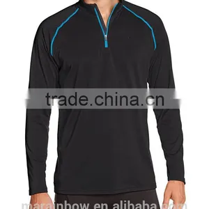 Dri-Fit Performance Raglan Long Sleeve T Shirt Jacket Top Quarter Zipper Pullover Jacket Black Plain Sports Top thumbnail-1