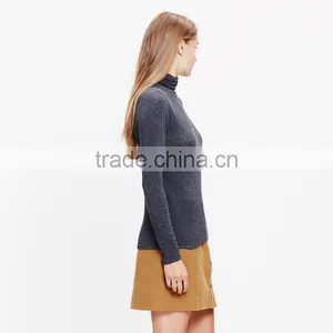 Slim Turtleneck Top Cotton Wool Spandex Tshirts for Ladies thumbnail-2