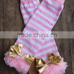 Cute Baby Toddler Stripes Winter Leg Warmer 100% Cotton Newborn Lace Leggings thumbnail-3