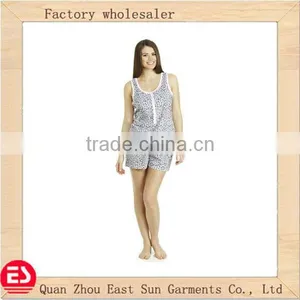 100% Cotton Women Knitted Printing Pyjama Suits, Sleepwear Pajamas Set thumbnail-1