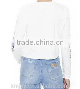 Front on The Sleeve Customized Label Long Sleeve Tee for Woman thumbnail-3