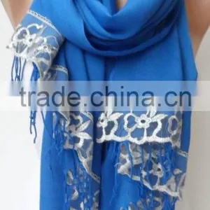 French Lace Socks Blue Pashmina Shawls for Bridesmaids Socks Blue Pashmina With Gray Lace Women Wedding Shawls Fashion Gifts Bri thumbnail-3