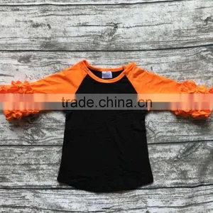 Free Shipping Girls Clothes O-neck Baby Girls Kids Icing Ruffle Raglan Tops Shirts Girls Casual Tops Fall Autumn Top T-shirt thumbnail-4