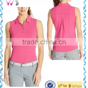 Custom Made Women Slim Plain Dry Fit Sleeveless Polo Shirt thumbnail-1