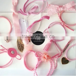 2017 Wholesale Pink Charm Knotted Hair Tie Set thumbnail-1