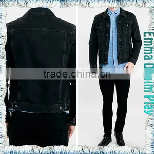Men's Big-Tall Unlined Black Denim Jackets With Copper Button thumbnail-2