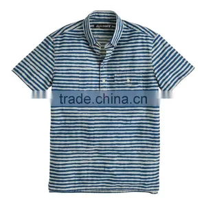 2015 SHORT-SLEEVE COTTON SHIRT Stripe Men Shirts 100% Cotton Short Sleeve OEM Service thumbnail-4