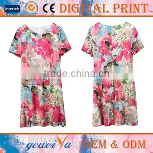 High Quality OEM Custom Lady Jersey Fabric Digital Printed Dress thumbnail-3