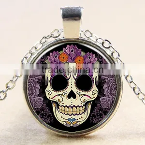 XP-TGN-S-101 Best Price Vintage Meaningful Dome Pendant Antique Diy Image Skull Glass Cabochon Necklace For Promotional Gift thumbnail-1