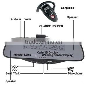 Handsfree Rearview Bluetooth Mirror Car Kit Rearview thumbnail-4