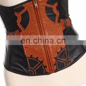 Steampunk Soft Boned Gear Corset With Removable Collar thumbnail-3