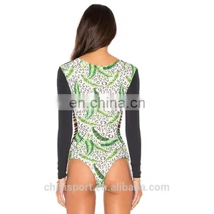 Custom Printed Rash Guards With Front Zippers, Women Rashguards With Long Sleeves thumbnail-3