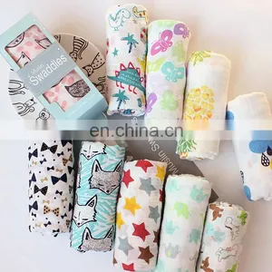 Soft 100% Organic Cotton Classic Animal Print Newborn Baby Receiving Blanket thumbnail-1
