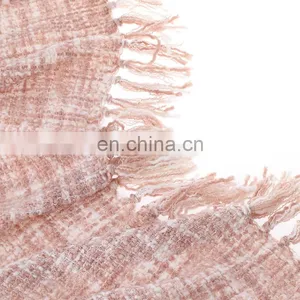 Wholesale High Quality Soft Pink Throw Blanket With Tassels For Home thumbnail-5