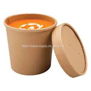 Souper Food Container 26oz Kraft- Large Takeaway Soup, Ice Cream Container- Brown Microwavable Souper Cups thumbnail-1