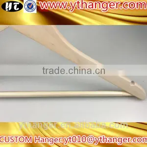 YY0522 Sale Bulk Natural Flat Wood Hanger Flat Wooden Hanger With Non-slip Bar Supplier's Choice thumbnail-3