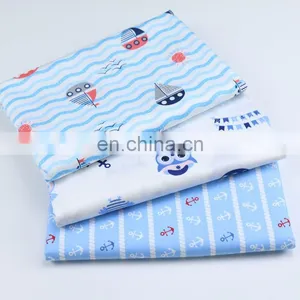 Cartoon Owl Sailing Boat Printed Cotton Print Navy Baby Summer Blanket Sleeping Children Cotton Fabric thumbnail-1