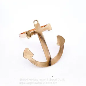Eco-friendly Metal Gold Ship Anchor Napkin Rings Serviette Holder for Wedding Party Restaurant Home Table Decoration thumbnail-5