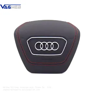 For Audi A6 C8 Alcantara Leather Steering Wheel Airbag Cover Trim Cover White/Black/Red Stitching thumbnail-2