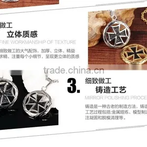 Circle the Cross Pendant Men's Titanium Steel Casting Necklace Gold Silver Color Promotion Gift thumbnail-5
