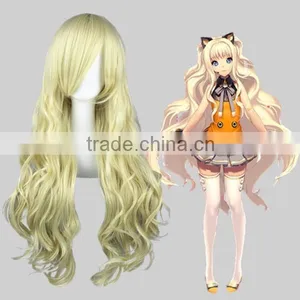 High Quality 80cm Long Wave K-ON!-Kotobuki Tsumugi Light Gold Synthetic Anime Wig Cosplay Hair Wig Party Wig thumbnail-1
