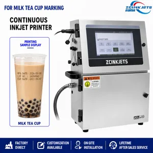 Bubble Tea Cup Coding Machine for PET PP Plastic Cups Expiry Date Lot Number Printing thumbnail-1