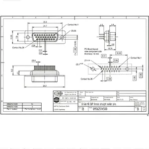 HARTING 09562515500 D-Sub High Density 26 Position Female Straight Through Hole PCB Connector thumbnail-3