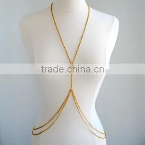 Double Loop Gold Body Chain Body Jewellery for Women and Teens thumbnail-1