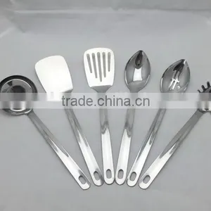 Unpatterned Stainless Steel Kitchen Utensil Set of 6 Pieces thumbnail-1