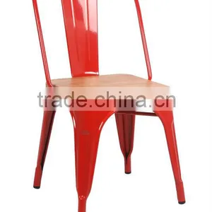 MCH-1508-10 Wooden Seat Cafe Chairs Metal Stackable Metal Tolis Chair thumbnail-1
