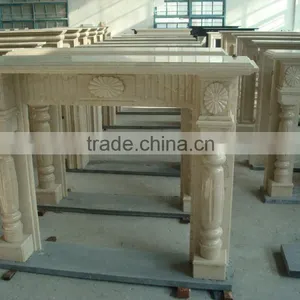 Beige Marble Indoor Fireplace thumbnail-2