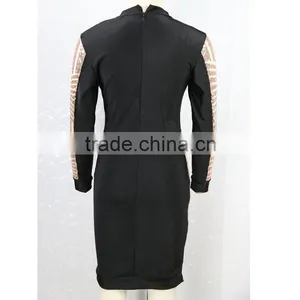 Womens Sexy Gold Sequin Bodycon Dress Long Sleeve Club Dress thumbnail-3