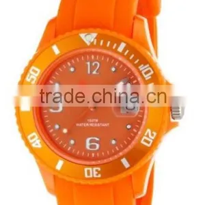 Fashion Silicone Orange Bracelet Sport Watch With Calendar thumbnail-1