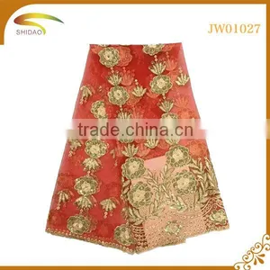 Latest Italy French Gold Decorative Embroidery 3D Patterned Chiffon Silk Fabric Market in USA thumbnail-2