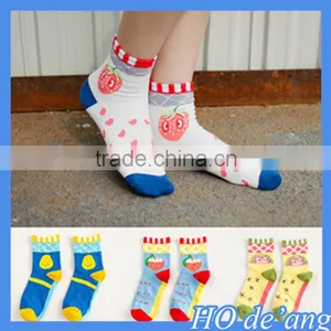 Hogift Socks Wholesale Korea Lovely Fruit Diamond Lattice Pattern Women Cotton Socks MHo-81 thumbnail-2
