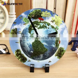 Sunmeta Factory Directly Blank Sublimation Round Shape Glass Photo Frame With Clock BL-27 thumbnail-1
