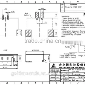 1.25mm Pitch SMT PCB Wire to Board 2 Pin Connector thumbnail-1