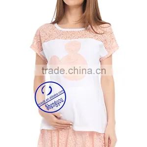 Custom 100% Cotton Short Sleeve Outdoor Maternity t Shirt thumbnail-3