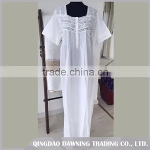 High Quality White Cotton Sleepwear Nightgown thumbnail-1